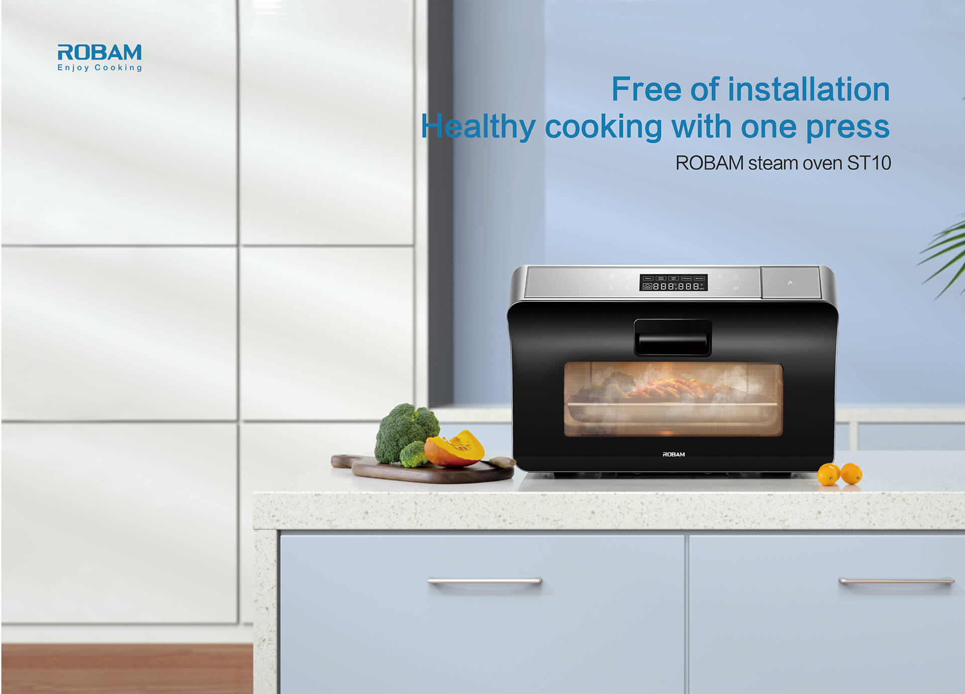 Free of Installation,space is not limited one button for healthy taste<br /><br /><br /><br /><br /> ROBAM steam oven  ST10